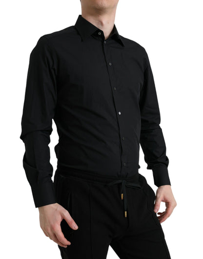 - Sleek Black Slim Fit Italian Dress Shirt