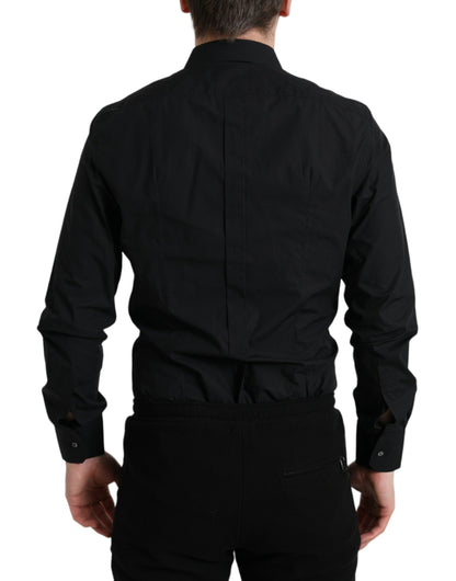  - Sleek Black Slim Fit Italian Dress Shirt