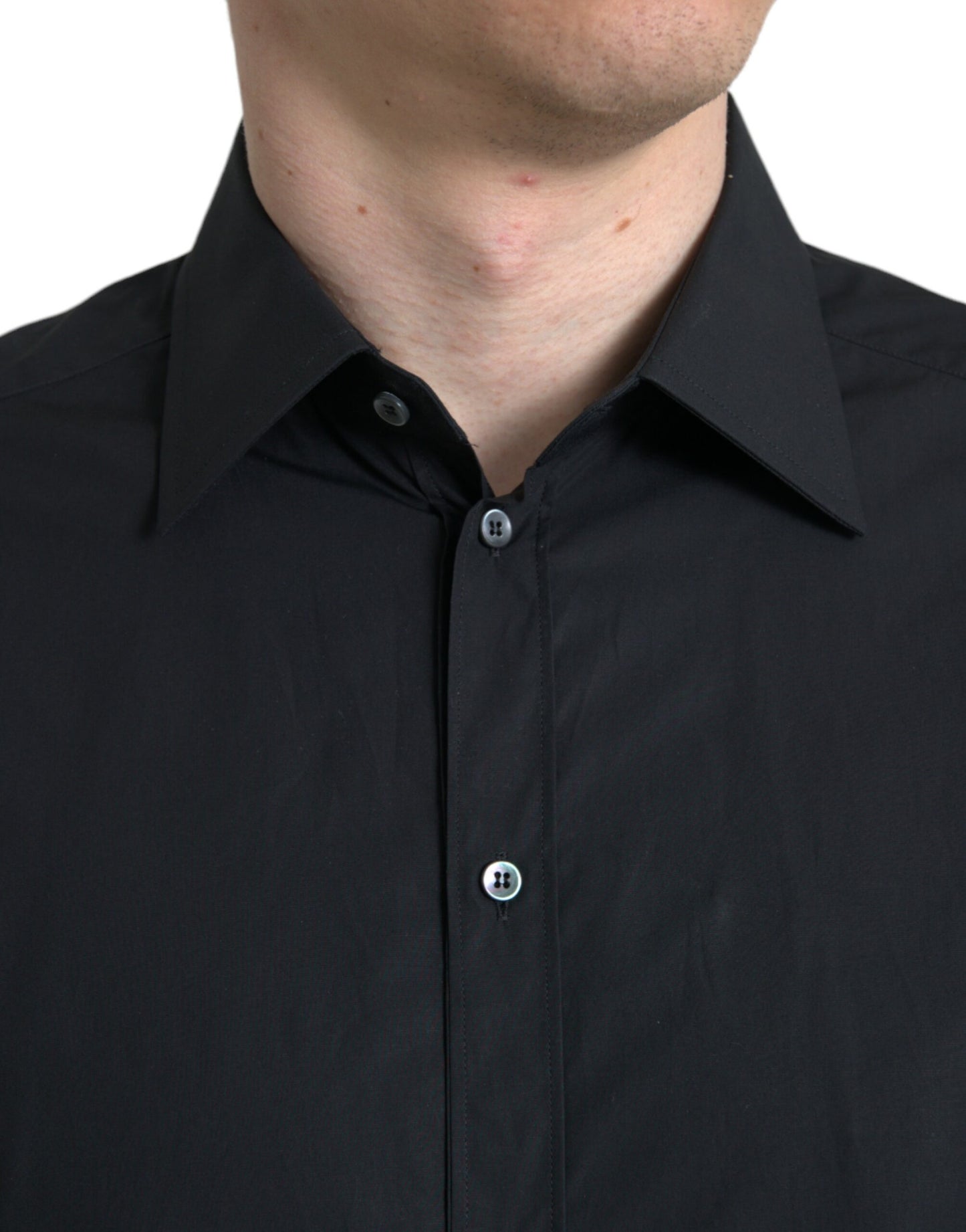  - Sleek Black Slim Fit Italian Dress Shirt