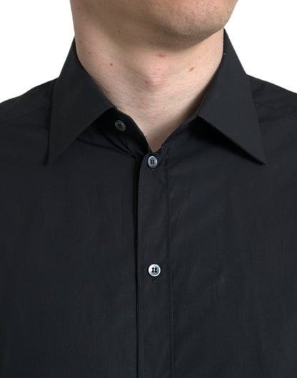  - Sleek Black Slim Fit Italian Dress Shirt