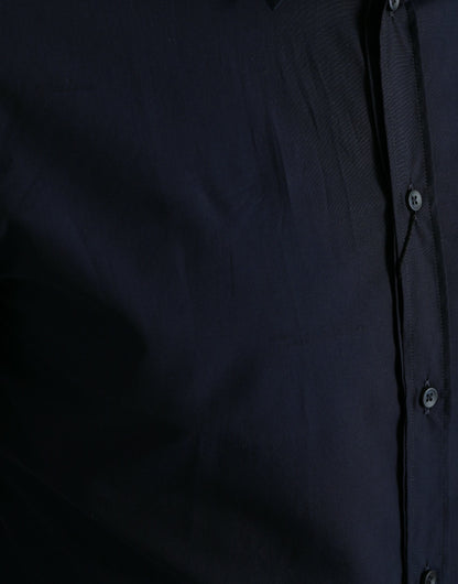  - Elegant Navy Jacquard Dress Shirt