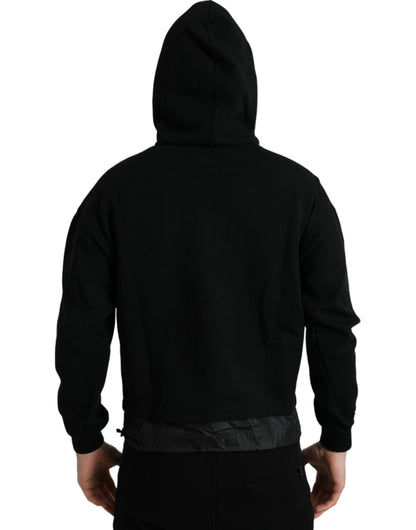  - Elegant Black Hooded Pullover Sweater