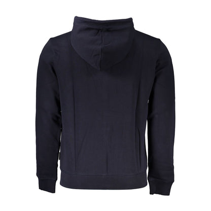 Blue Cotton Men Hooded Sweater