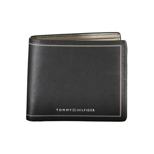 Elegant Black Leather Dual-Compartment Wallet