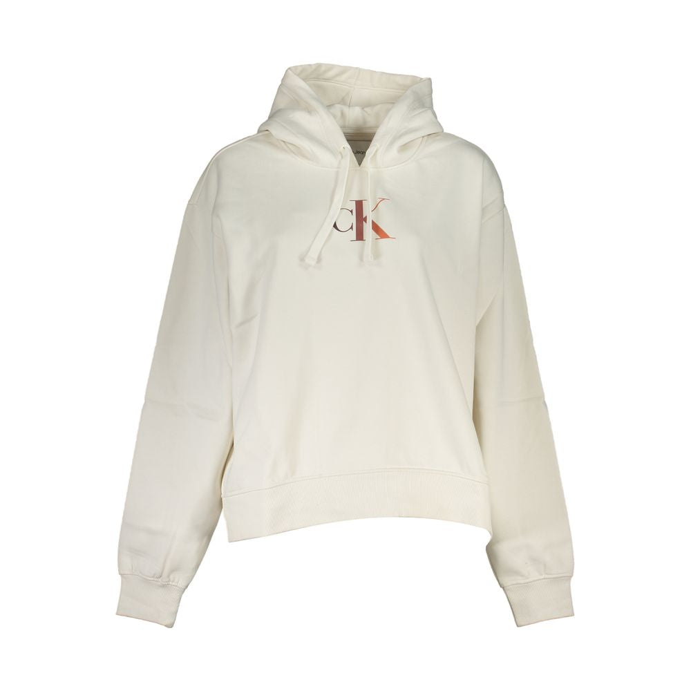 Chic White Fleece Hooded Sweatshirt