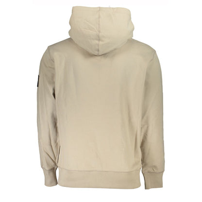 Beige Cotton Hooded Sweatshirt