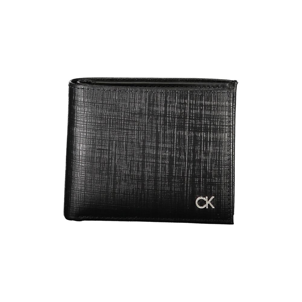 Black Dual Compartment Leather Wallet