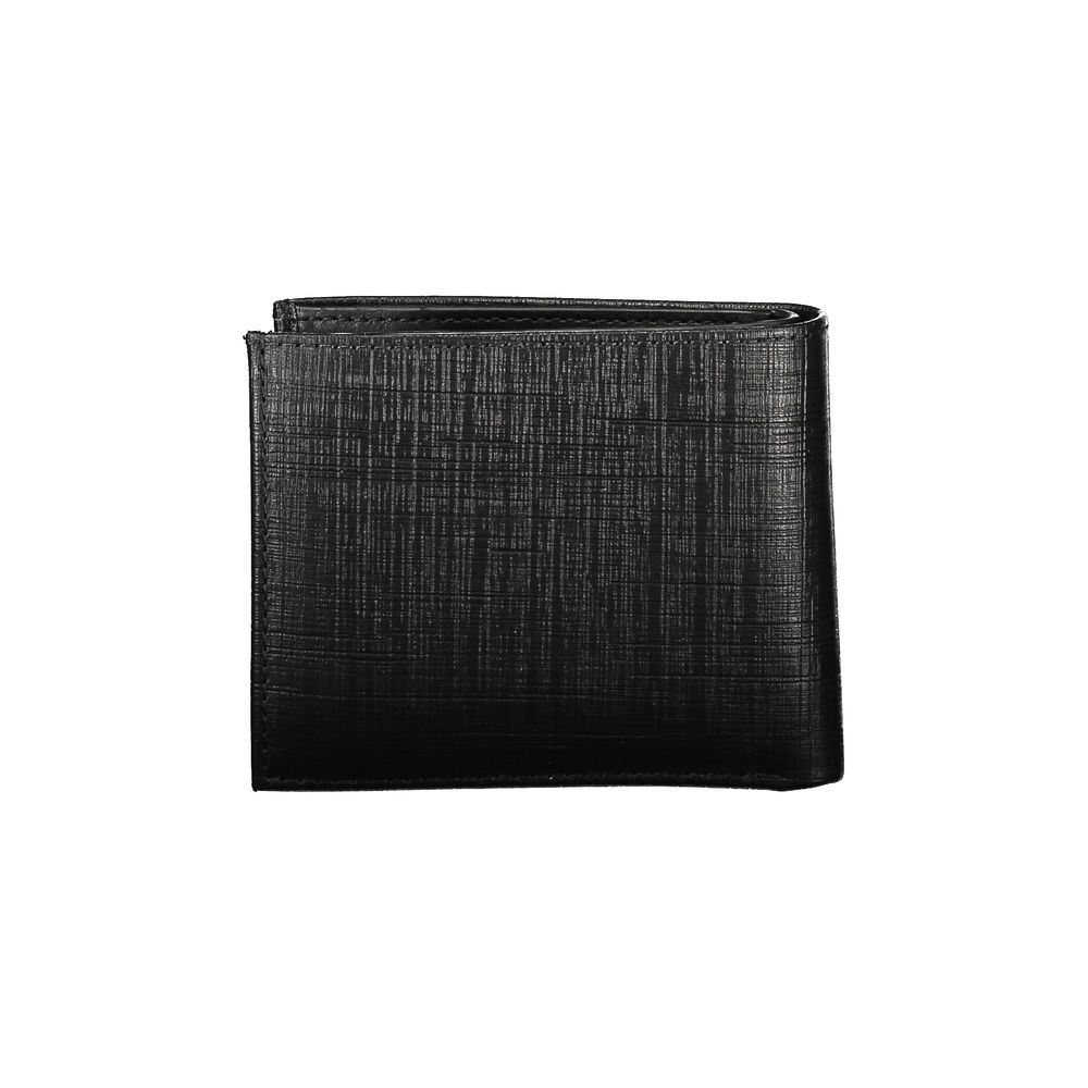 Black Dual Compartment Leather Wallet