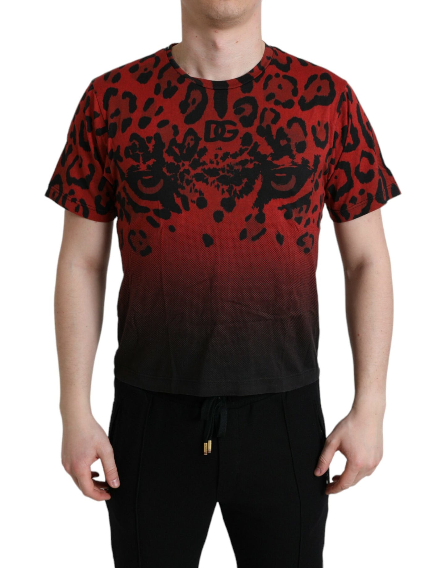  - Red Leopard Print Crew Neck Tee