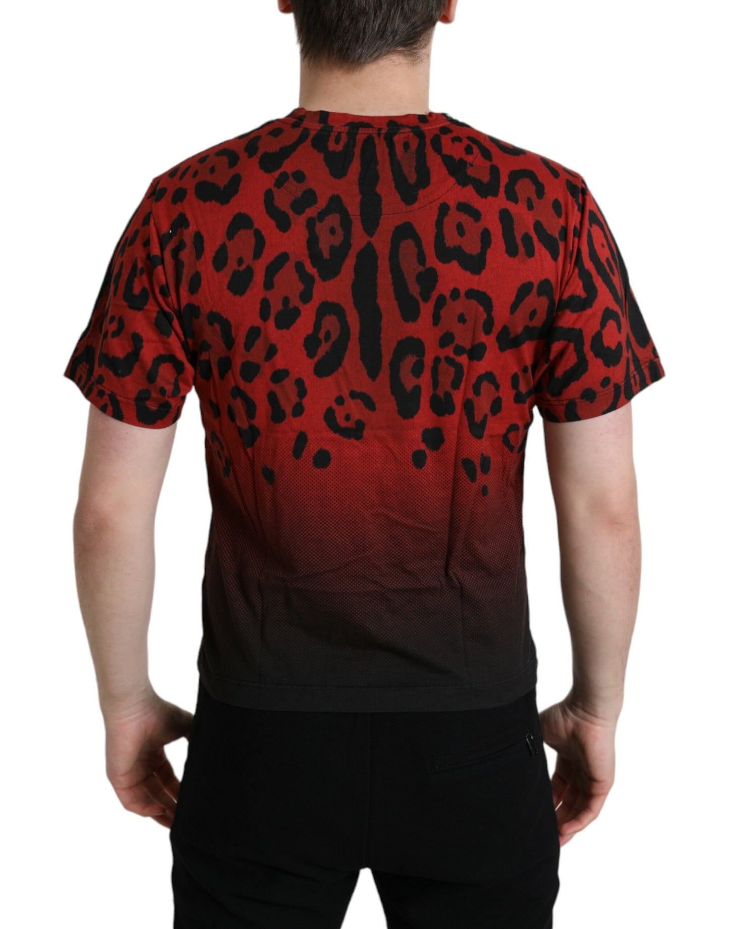  - Red Leopard Print Crew Neck Tee