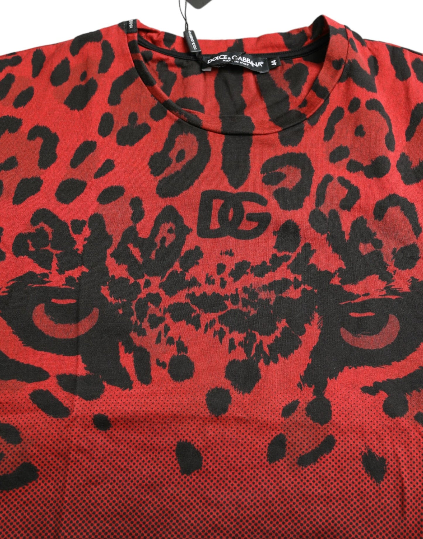  - Red Leopard Print Crew Neck Tee