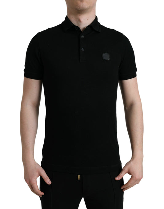  - Elegant Black Cotton Polo Shirt