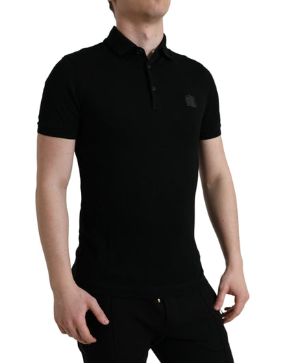  - Elegant Black Cotton Polo Shirt