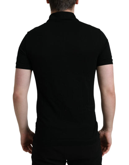  - Elegant Black Cotton Polo Shirt