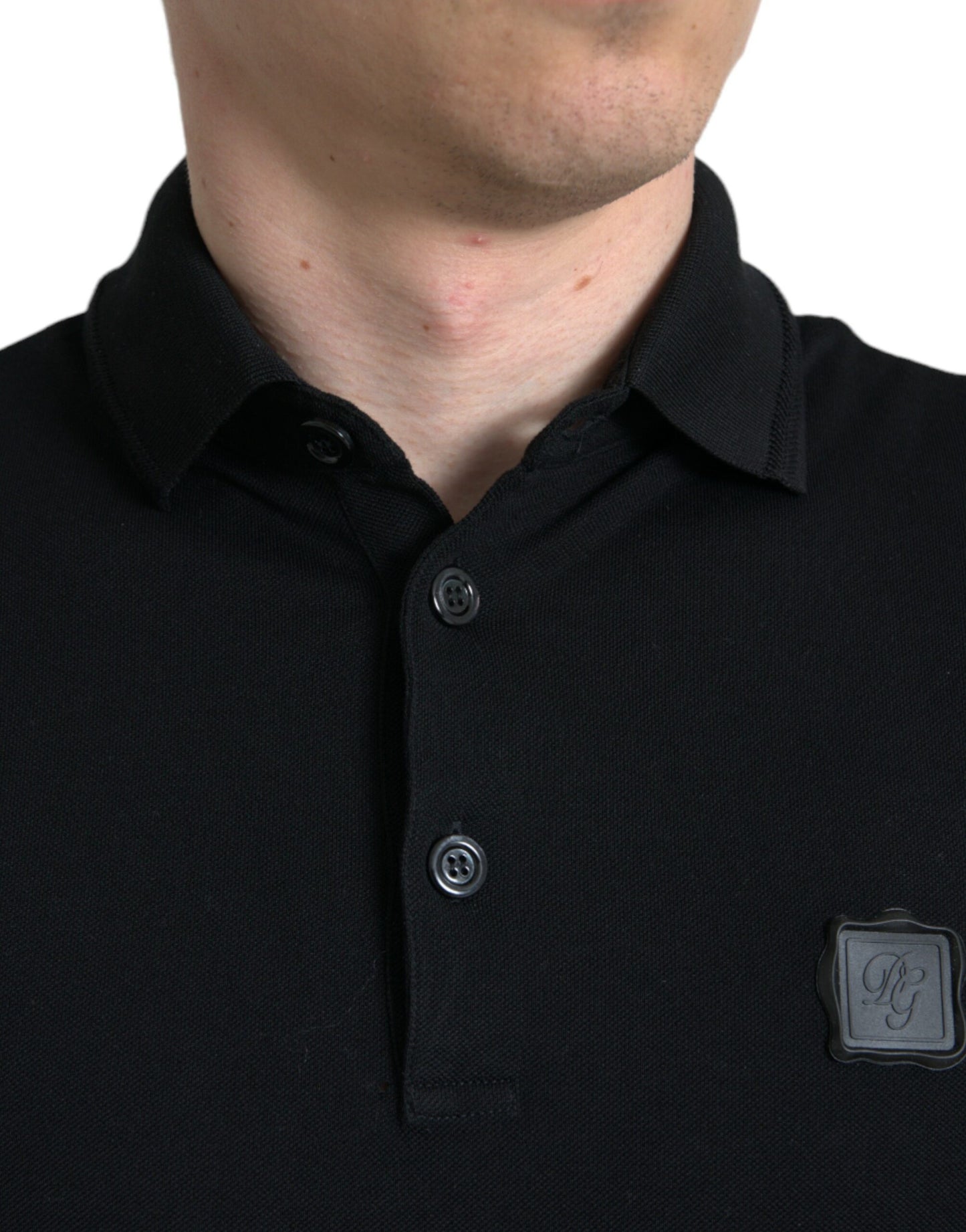  - Elegant Black Cotton Polo Shirt