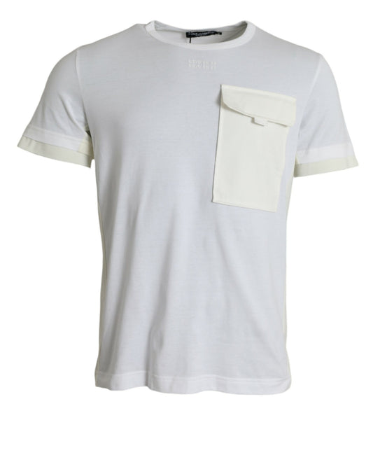  - Elegant White Crew Neck Cotton Tee