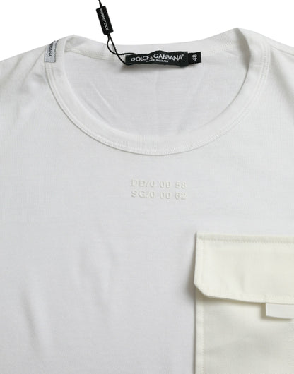  - Elegant White Crew Neck Cotton Tee