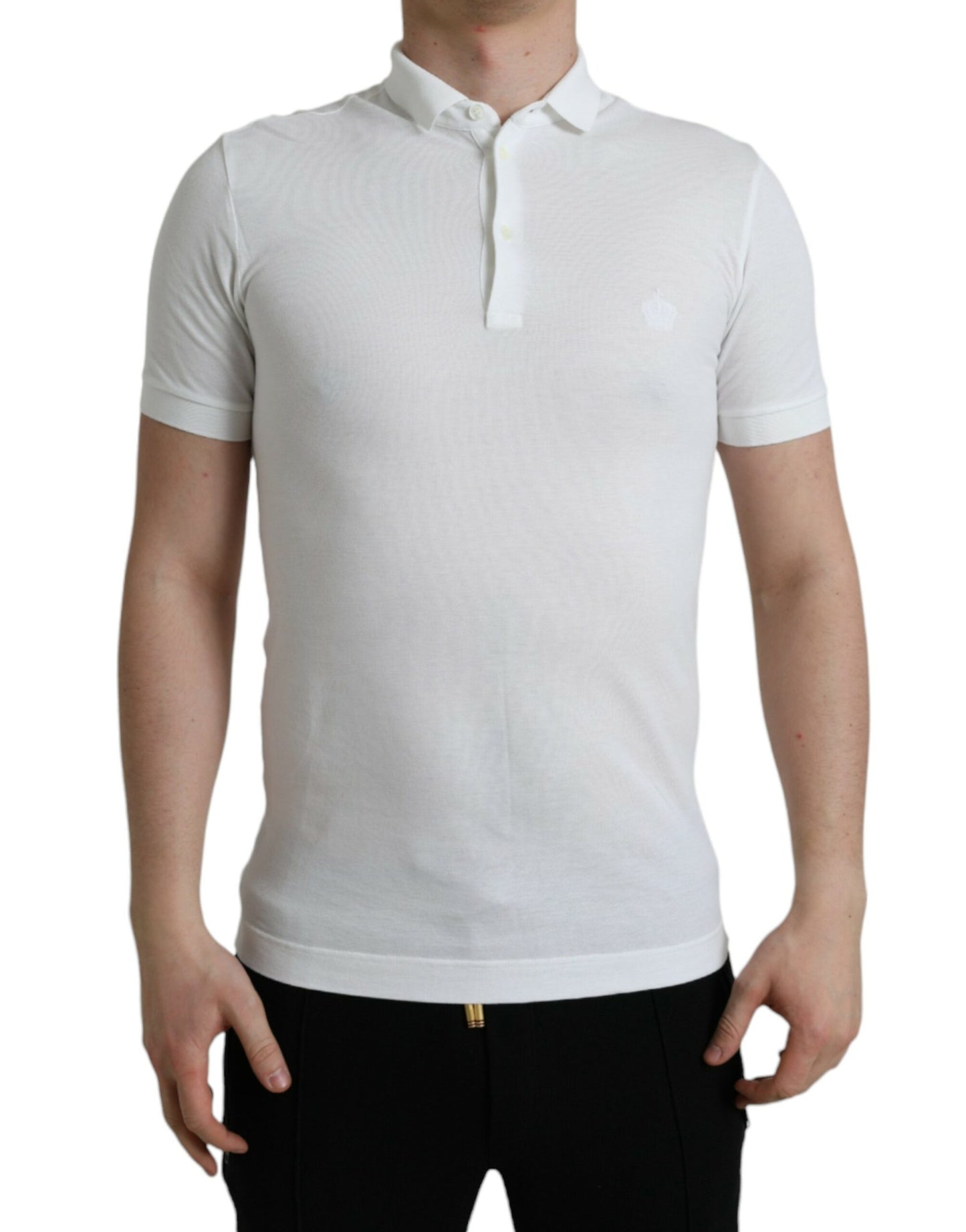  - Crown Embroidered White Cotton Polo