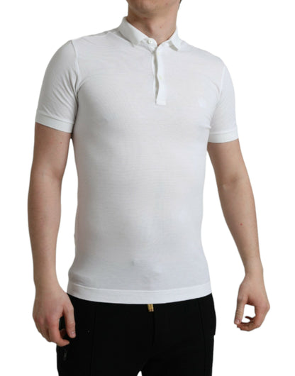  - Crown Embroidered White Cotton Polo