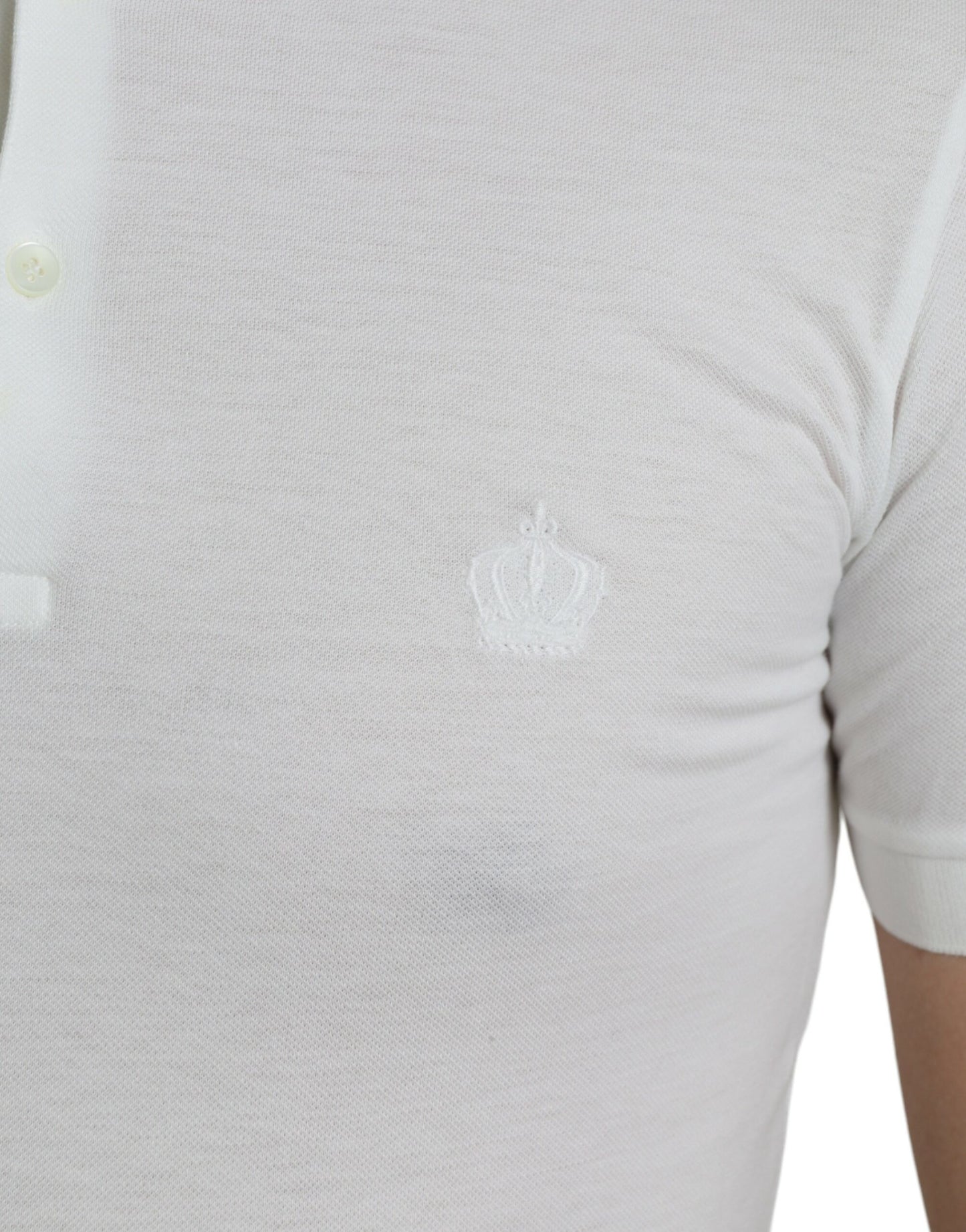  - Crown Embroidered White Cotton Polo