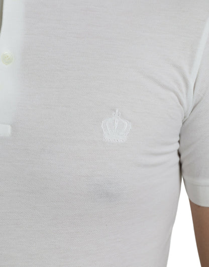  - Crown Embroidered White Cotton Polo