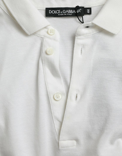  - Crown Embroidered White Cotton Polo