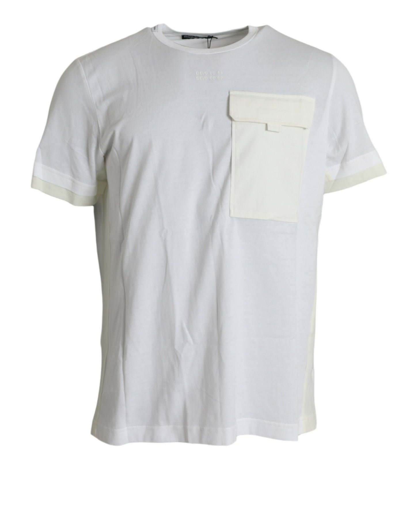  - Elegant White Crew Neck Cotton Tee