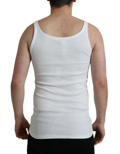  - Elegant White Cotton Tank T-Shirt