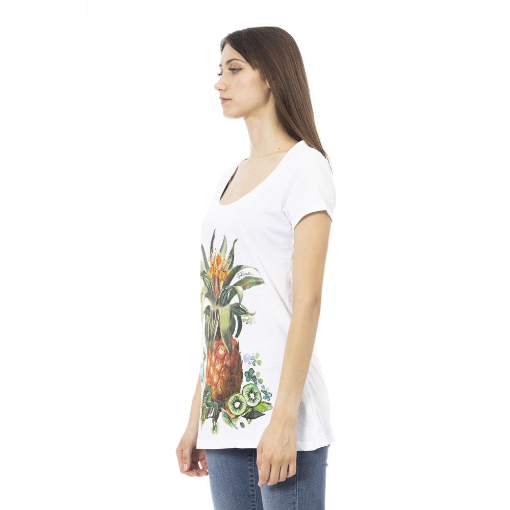  - White Cotton Women T-Shirt