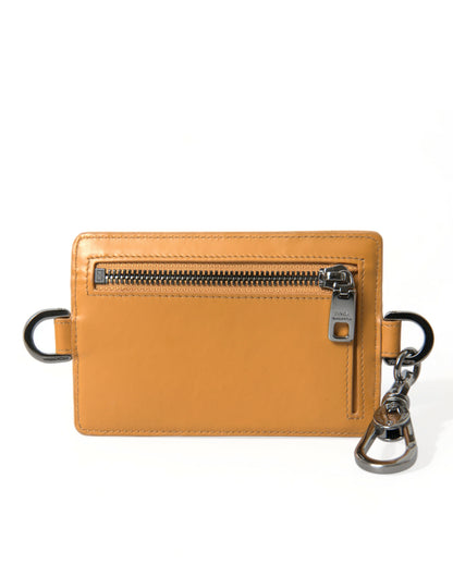  - Elegant Orange Calf Leather Card Holder