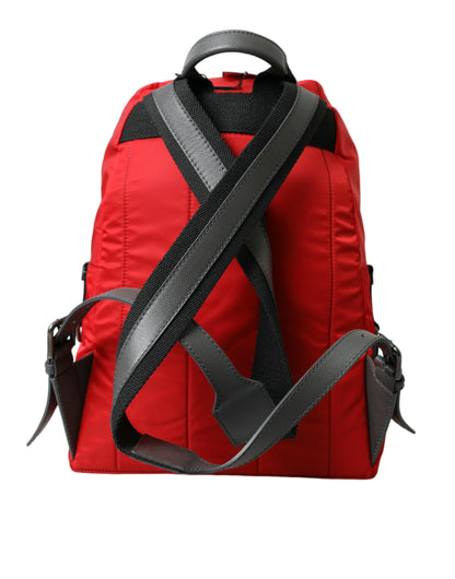  - Elegant Red Nylon-Leather Backpack