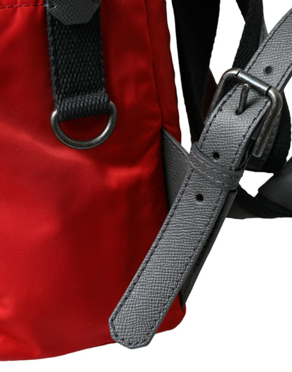  - Elegant Red Nylon-Leather Backpack