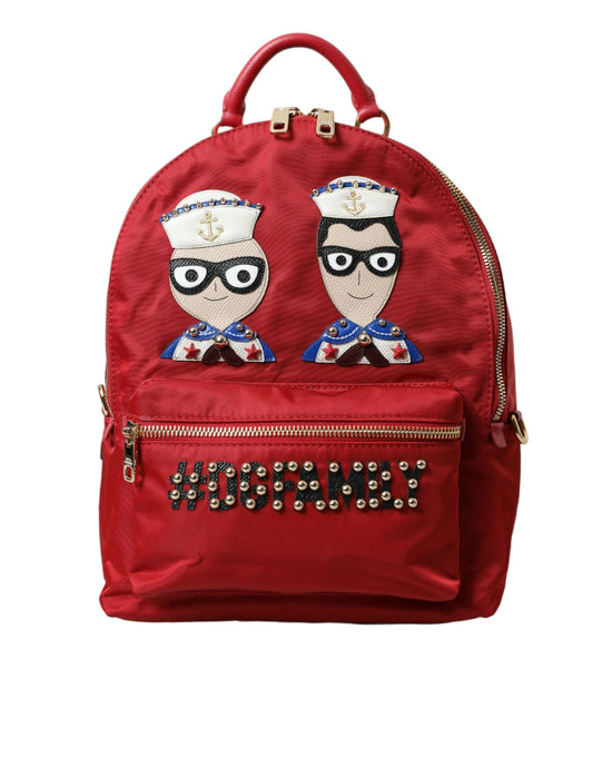  - Embellished Red Backpack with Gold Detailing