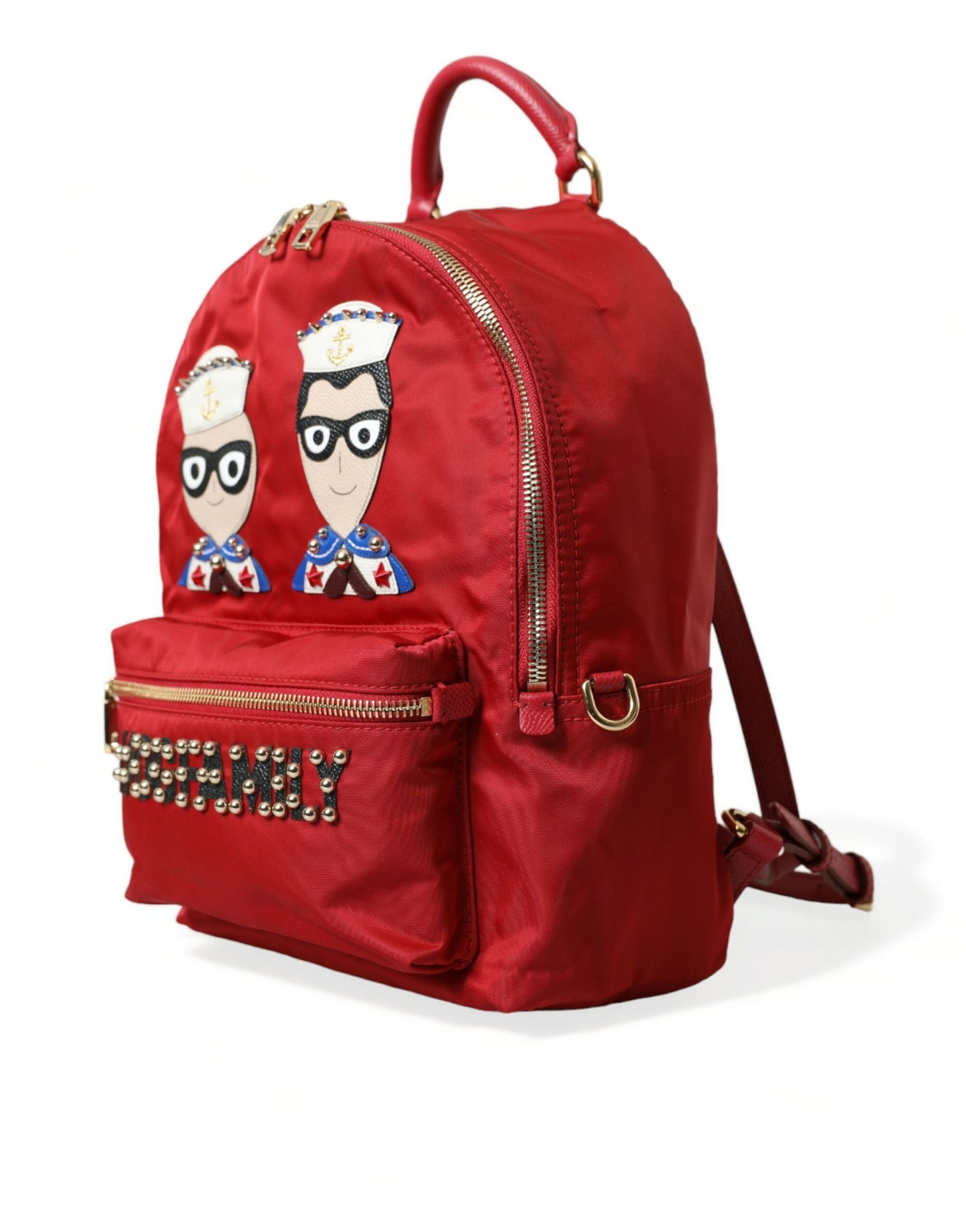  - Embellished Red Backpack with Gold Detailing