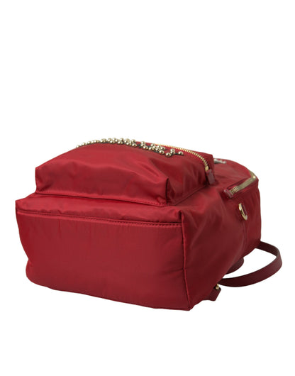  - Embellished Red Backpack with Gold Detailing