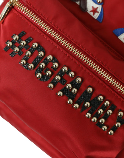  - Embellished Red Backpack with Gold Detailing