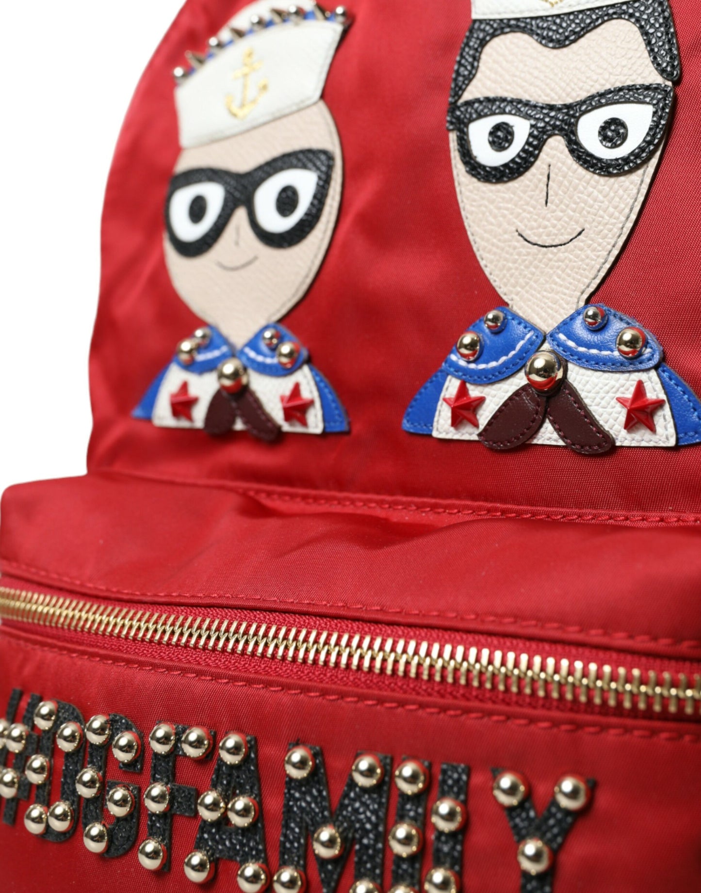  - Embellished Red Backpack with Gold Detailing