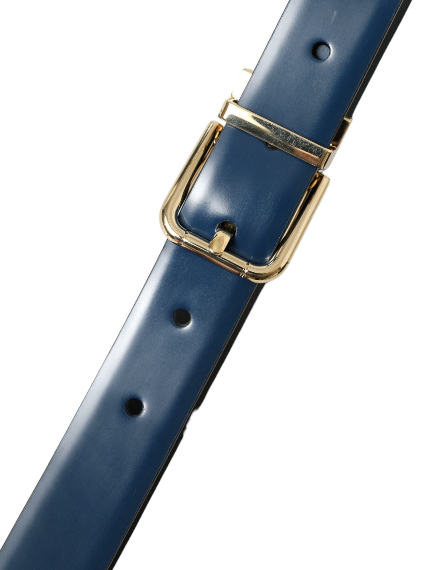  - Elegant Blue Leather Belt with Metal Buckle