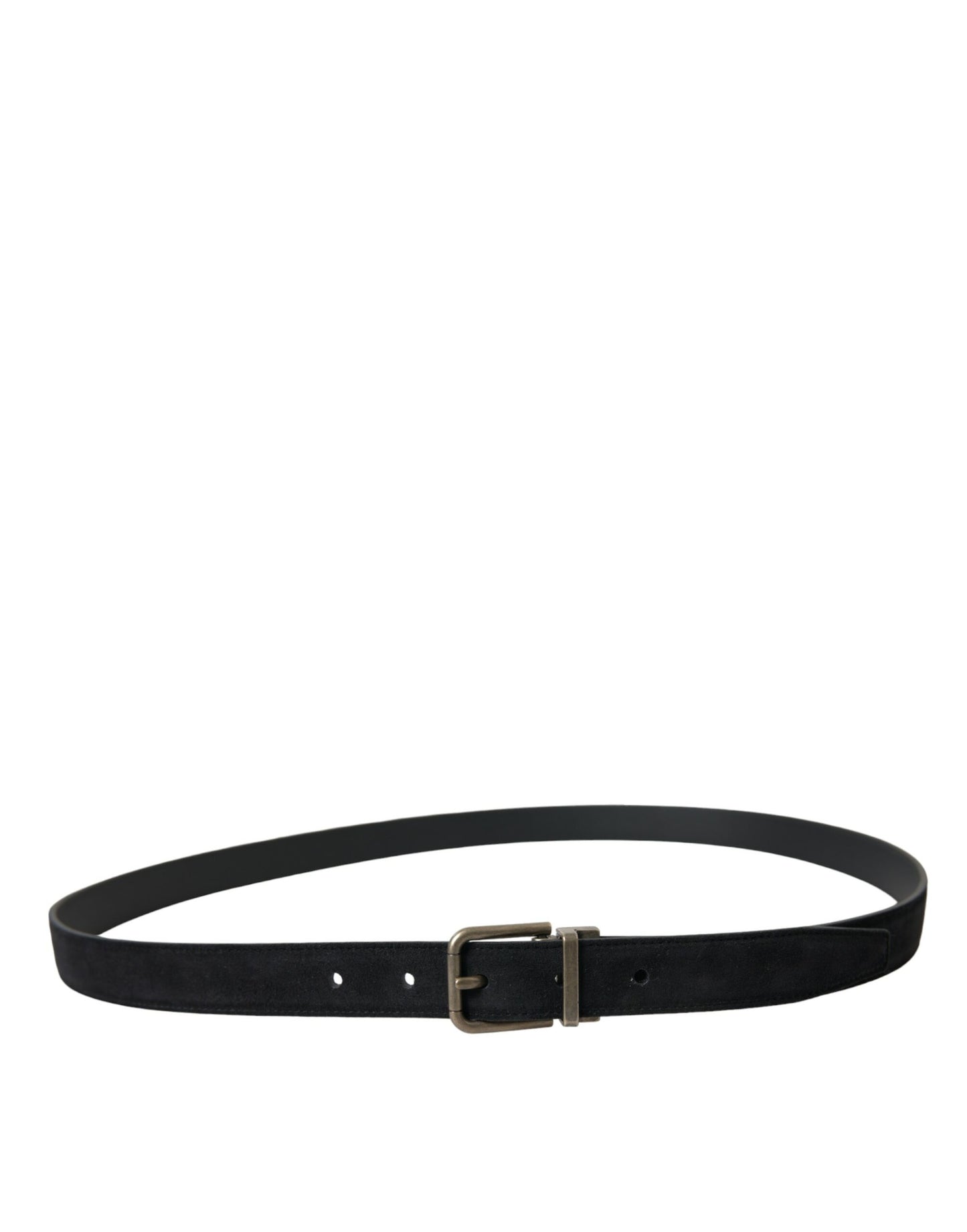  - Elegant Black Leather Belt with Metal Buckle