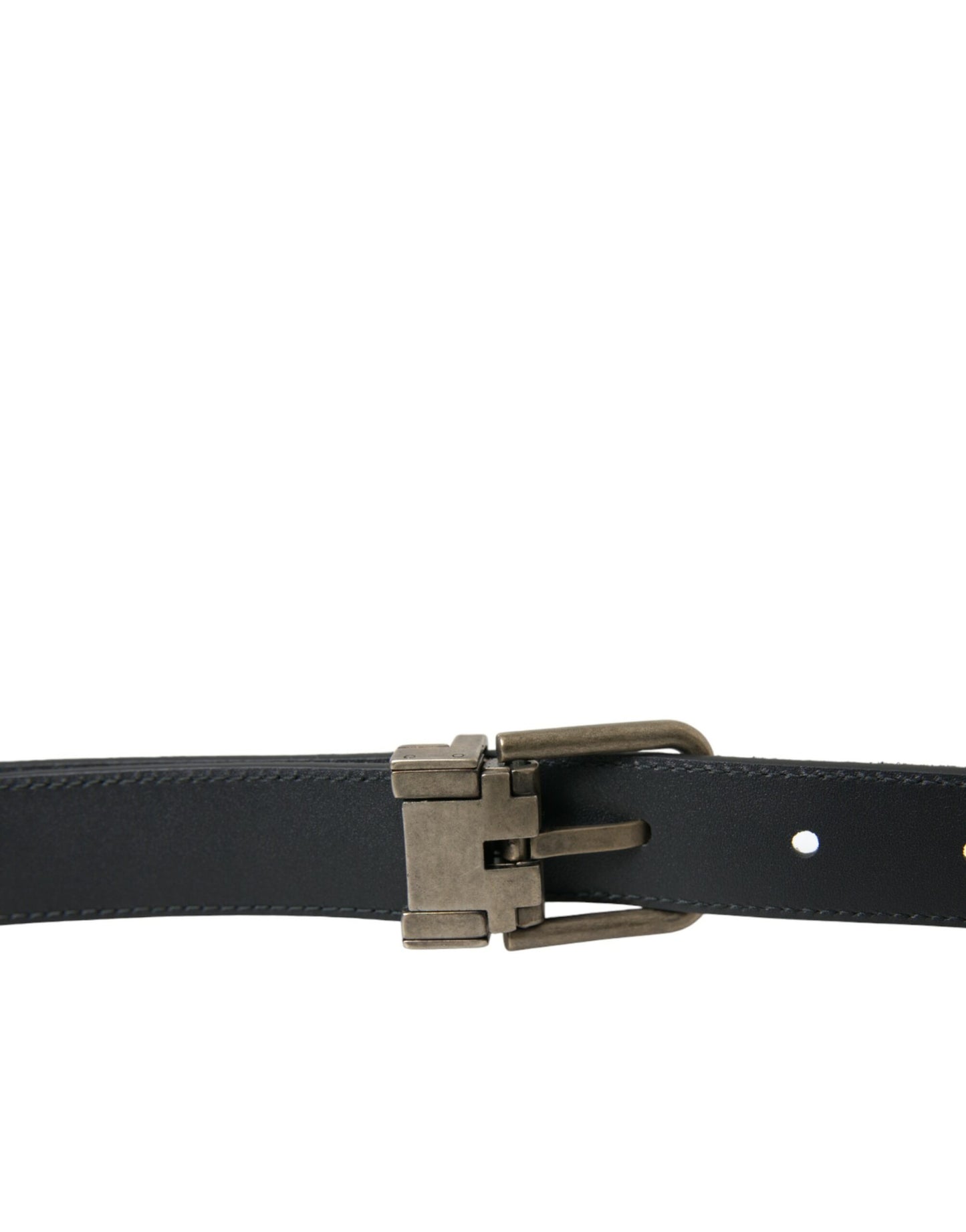  - Elegant Black Leather Belt with Metal Buckle