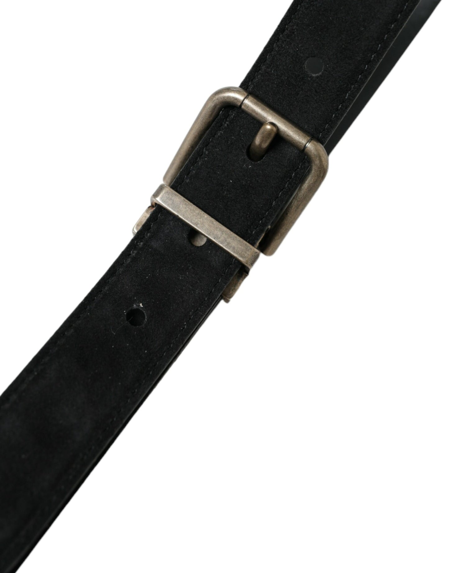  - Elegant Black Leather Belt with Metal Buckle