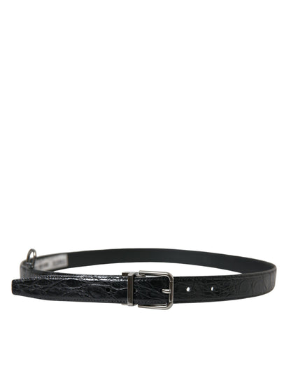  - Elegant Black Leather Belt with Metal Buckle