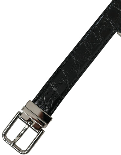  - Elegant Black Leather Belt with Metal Buckle