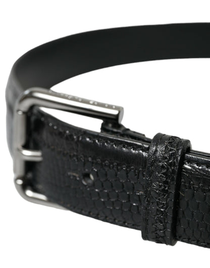  - Black Leather Belt with Metal Buckle