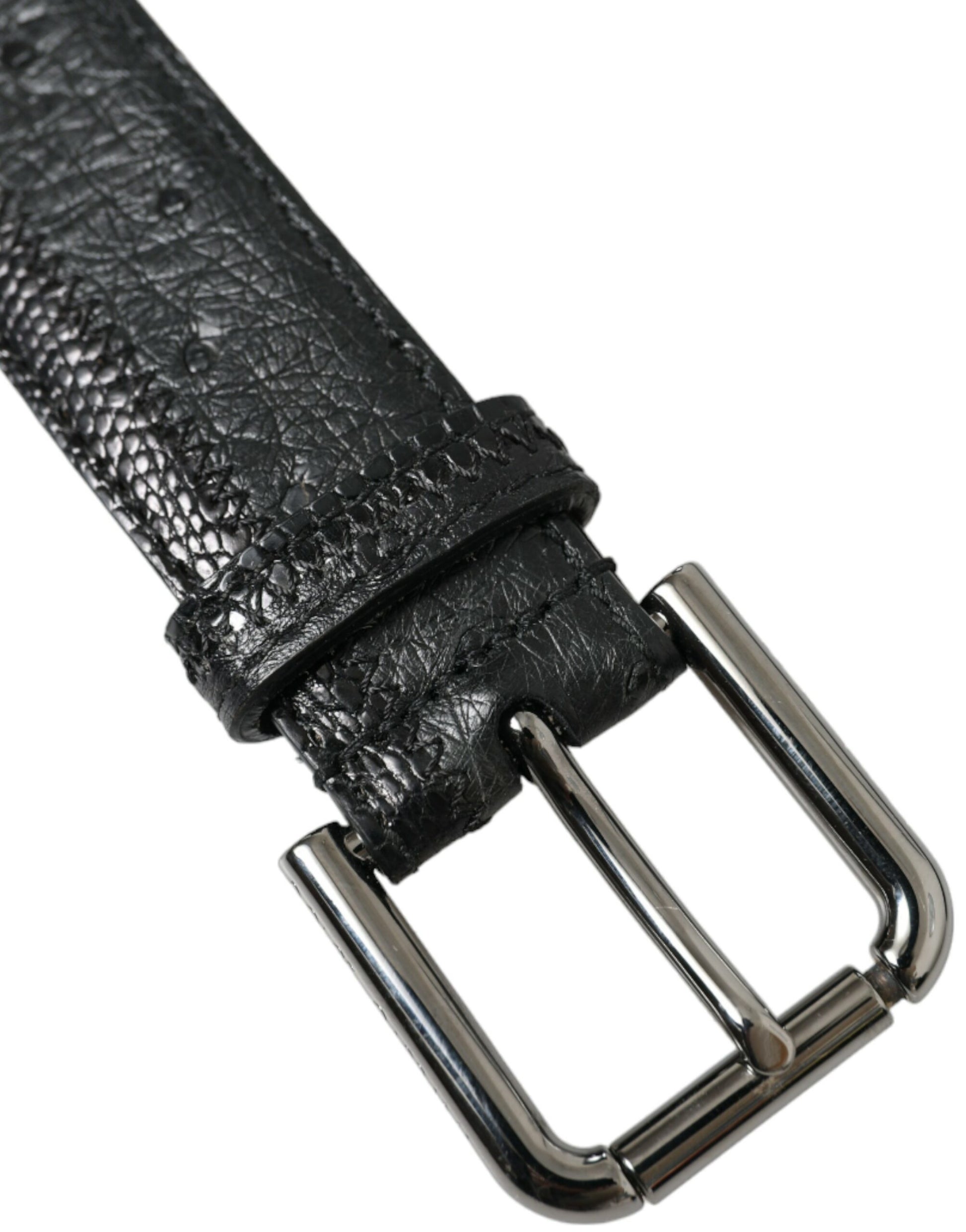 Black Leather Belt with Metal Buckle