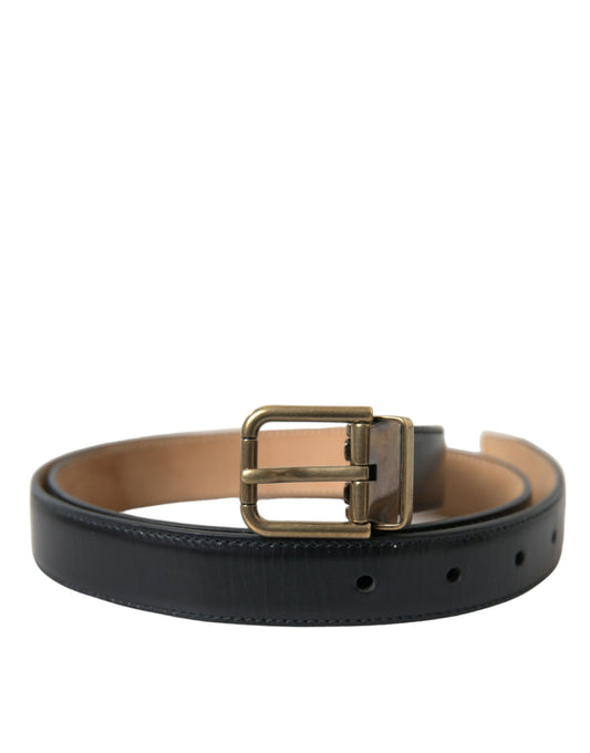  - Elegant Black Calf Leather Belt