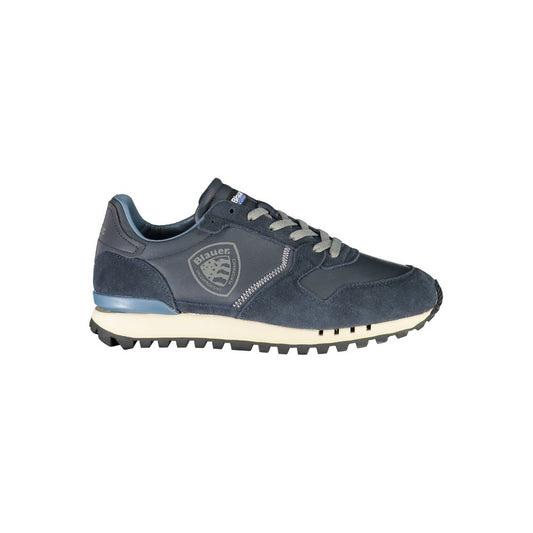  - Sleek Blue Sports Sneakers with Contrast Lace-Up Detail