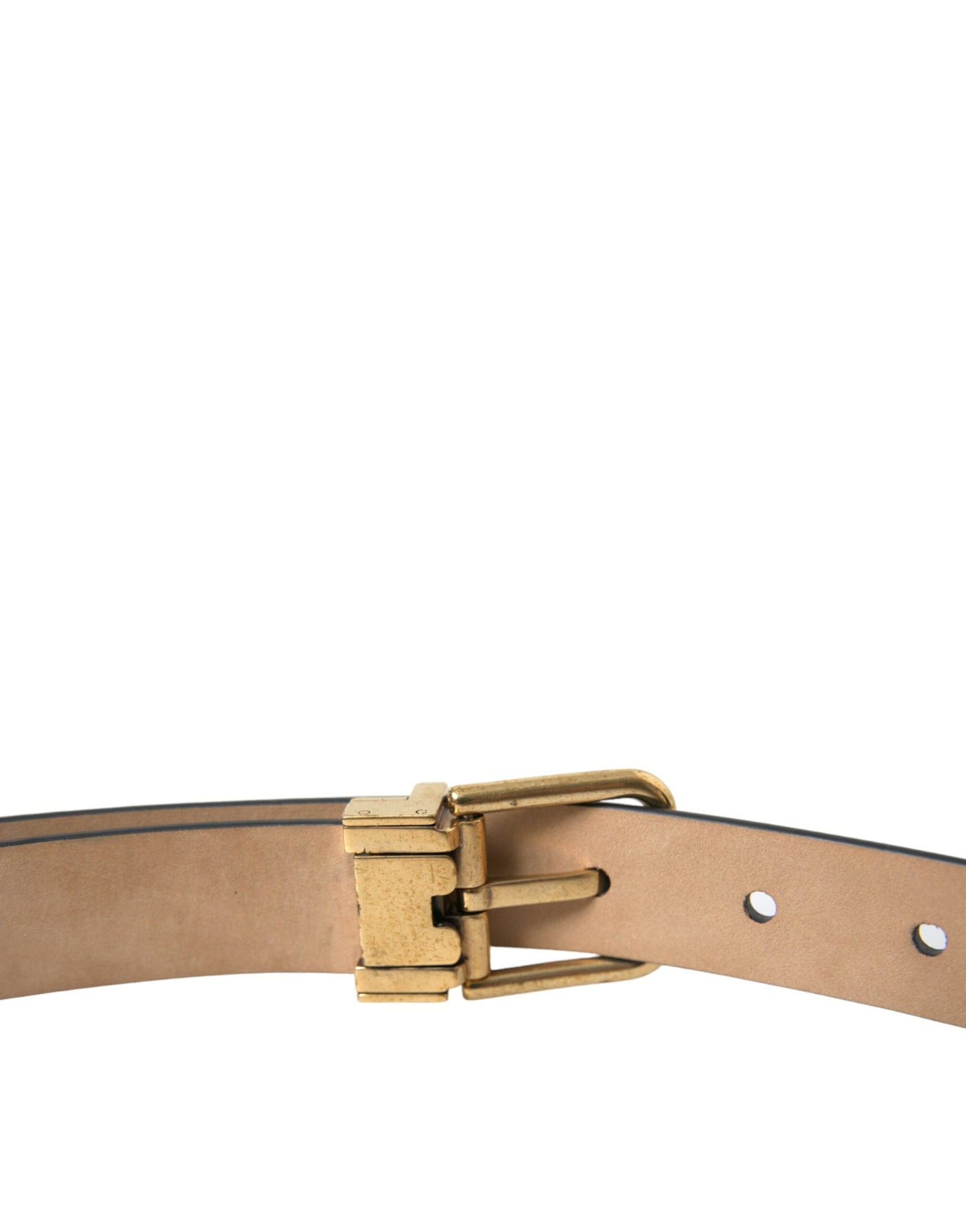  - Elegant Black Leather Waist Belt with Logo Buckle