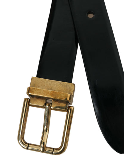  - Elegant Black Leather Waist Belt with Logo Buckle