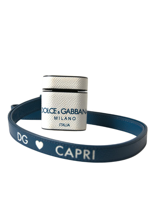 Dolce & Gabbana Blue & White Capri Milano Leather Airpods Case